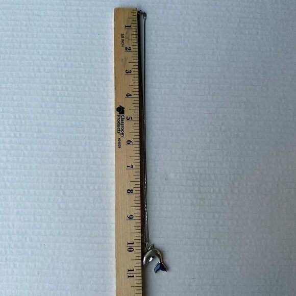 LENOX Sterling Silver Dolphin Pendant Blue Lapis Tail Inlay Chain Necklace 20" - Picture 9 of 10